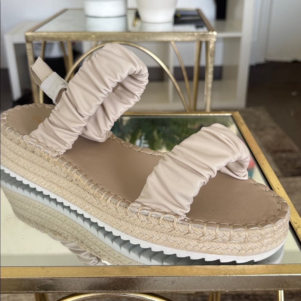 Beige Espadrille Platform Sandals
